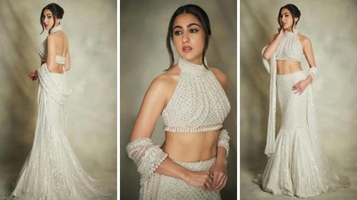 Sara Ali Khan Dazzles in Manish Malhotra’s Pearl-Encrusted Couture
