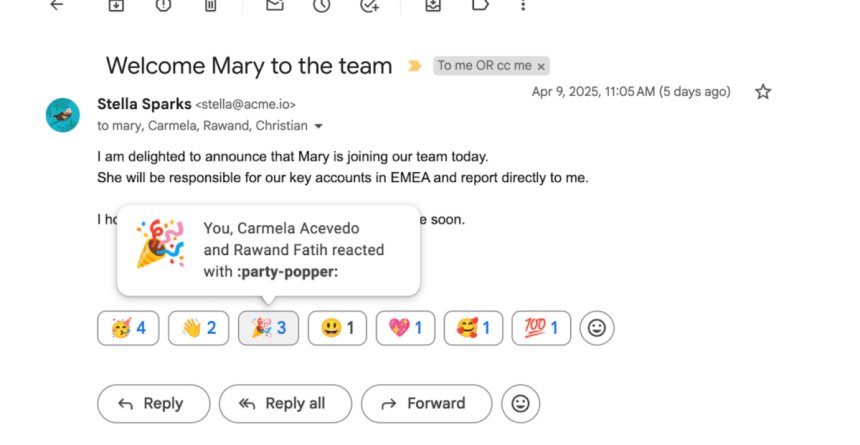 Did you know that Gmail has emoji reactions?