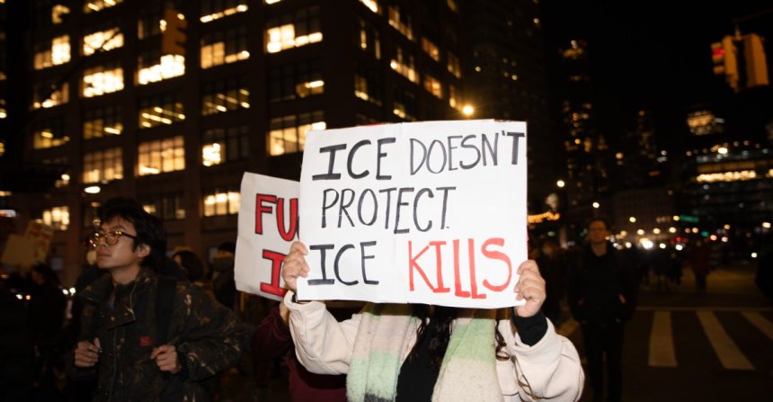 Scenes from the anti-ICE march in New York City